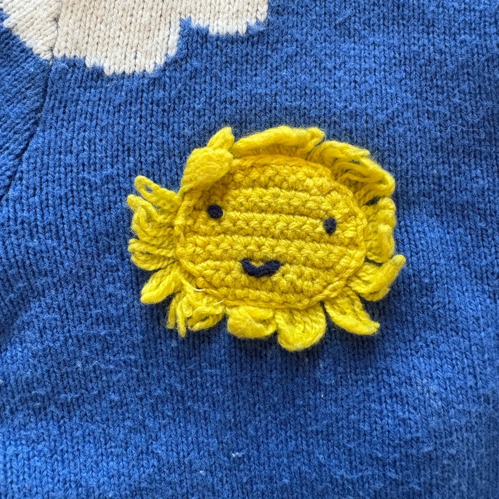 Mini Boden Blue Cardigan with Rainbow and Cloud Accents - Picture 6 of 7
